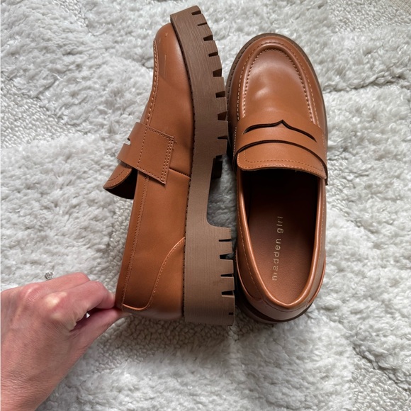 Madden Girl Shoes - Madden Girl Cognac Lug-Sole Penny Loafers